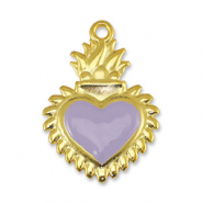 DQ European metal charms heart Lilac-Gold (nickel free)