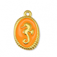 DQ European metal charms seahorse Orange-Gold (nickel free)