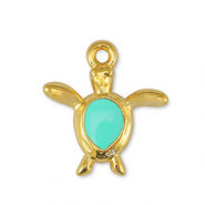 DQ European metal charms turtle Pearl Turquoise-Gold (nickel free)