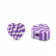 Polymer beads heart Purple-White