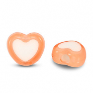Acrylic beads heart Orange-white