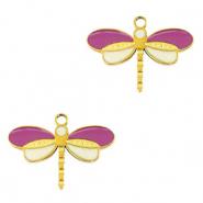 Stainless steel charms dragonfly Gold-Purple