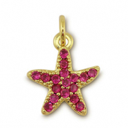 Brass TQ metal charms starfish Gold-Magenta