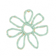 Raffia pendants flower 55mm Mint Green
