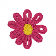 Raffia pendants flower 50mm Fuchsia