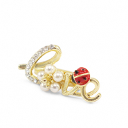 Brooches "love" Red-White-Gold