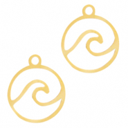 Stainless steel charms wave Gold