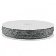 Macram&eacute; bead cord braided 1mm Dark Grey-Silver Metallic