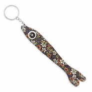 Keychain fish 17.5cm Dark brown-White-Blue-Orange-Yellow
