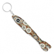 Keychain fish 17.5cm Brown-Off White-Black-Green
