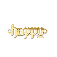 Stainless steel charms connector ''happy'' Gold
