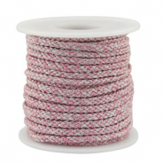 Trendy cord braided 3.5mm White-Pink-Silver
