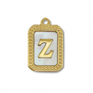 Stainless steel charm shell letter Z Gold-White (natural colour)