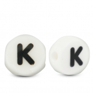 Letter beads ceramic K White-Black