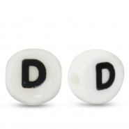 Letter beads ceramic D White-Black