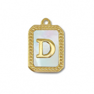 Stainless steel charm shell letter D Gold-White (natural colour)