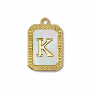 Stainless steel charm shell letter K Gold-White (natural colour)