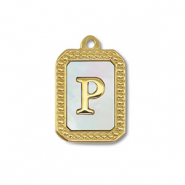 Stainless steel charm shell letter P Gold-White (natural colour)