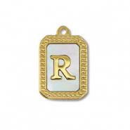 Stainless steel charm shell letter R Gold-White (natural colour)