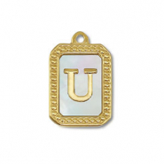 Stainless steel charm shell letter U Gold-White (natural colour)