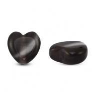 Glass beads Cat's eye heart Anthracite
