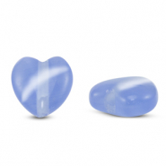 Glass beads Cat's eye heart Lavender Blue