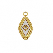 Stainless steel charm shell rhombus Gold-White (natural colour)