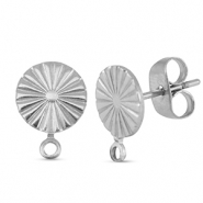 Stainless steel findings earrings / earpin round with loop Silver