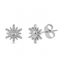 Stainless steel earrings / earpins sun Silver