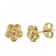 Stainless steel earrings / earpins flower Gold