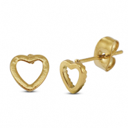 Stainless steel earrings / earpins heart Gold
