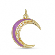Brass TQ metal charms zirconia moon Gold-Purple