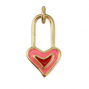 Brass TQ metal charms clasp heart Gold-Pink-Red
