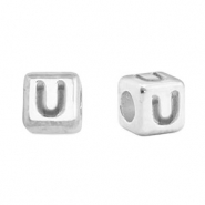DQ U European metal letter beads Antique Silver (nickel free)