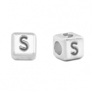 DQ S European metal letter beads Antique Silver (nickel free)