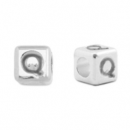 DQ Q European metal letter beads Antique Silver (nickel free)