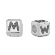 DQ M/W European metal letter beads Antique Silver (nickel free)