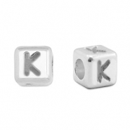 DQ K European metal letter beads Antique Silver (nickel free)