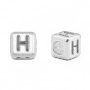 DQ H European metal letter beads Antique Silver (nickel free)