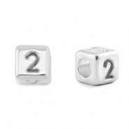 DQ 2 European metal letter beads Antique Silver (nickel free)
