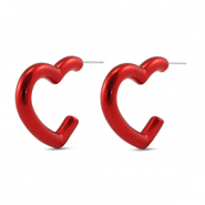 Trendy earrings heart Red