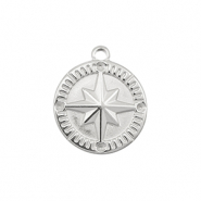 Stainless steel charms compass Silver