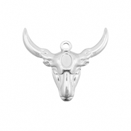 Stainless steel charms Texas longhorn skull Silver