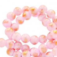 Natural stone beads 6mm Pink-Gold