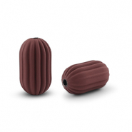 Acrylic beads oval Dark Red-Brown