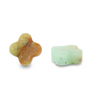 Natural stone beads Amazonite clover Multicolour Turquoise Green