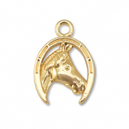 Metal charms horseshoe with horse Gold