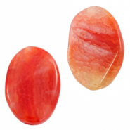 Semi-precious stones oval Orange Red Opal