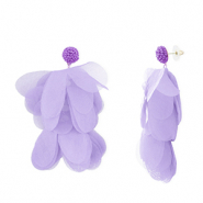 Trendy earrings/earpin chiffon flower Lavender-Gold