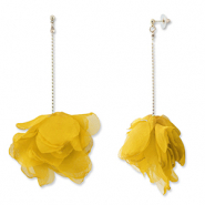 Trendy earrings/earpin chiffon flower Yellow-Gold